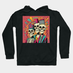 3 skeletons with fez Hoodie